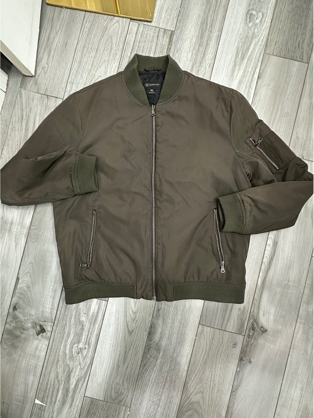 I.N.C International Concepts Men's Olive Green Bomber Jacket XL